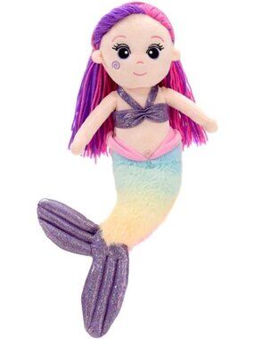 Fiesta Plush Mermaid Doll, Rainbow Colors, 12 inches